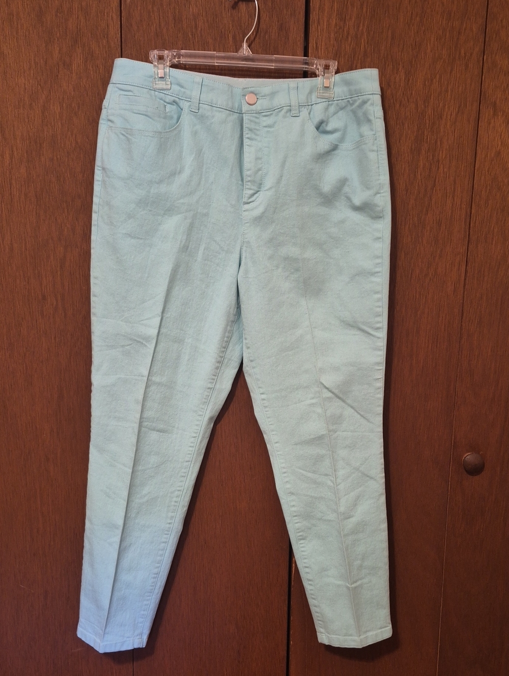 Christopher & Banks Signature Slimming Mint Green Denim Tapered Leg Jeans SZ 14